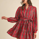 &MERCI - PLAID MINI DRESS WITH TIERED RUFFLE TRIM MDR3538