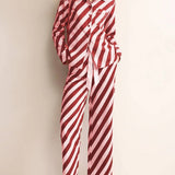 Rosa Clothing - Cozy & Soft Christmas Diagonal Stripes Long Pajama Set