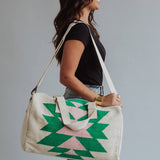 Panache Apparel Co. - Beige, Green & Pink Aztec Duffel