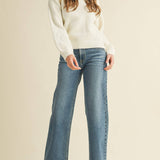 &MERCI - FLORAL KNIT PUFF SLEEVE SWEATER MSW10912