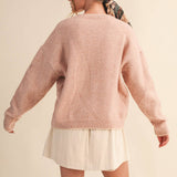 &MERCI - CONTRAST KNIT SCALLOPED EDGE SWEATER MSW11114