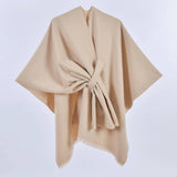 Rosa Clothing - Asymmetric Plian Thermal Shawl Ruana