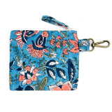 Anju Jewelry - Quilted Block-Printed Travel Pouch - Peach Wildflowers