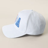 Fashion City - USA Embroidered Patch Varsity-Style Stripe Trucker Hat