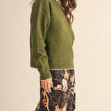 &MERCI - CONTRAST KNIT SCALLOPED EDGE SWEATER MSW11114