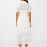 Lovestitch - Lace-Trimmed Button-Down Cotton Midi Shirt Dress