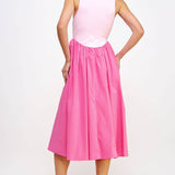 Strut & Bolt - Knit Contrast Poplin Long Dress