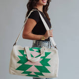 Panache Apparel Co. - Beige, Green & Pink Aztec Duffel