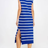 Strut & Bolt - Shoulder Pad Sleeveless Textured Striped Knit Dress
