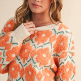 &MERCI - FUZZY TEXTURE FLORAL SWEATER MSW11198