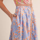 &MERCI - EXCLUSIVE FLORAL BUTTON DOWN TAPE TRIM MIDI DRESS MDR4735