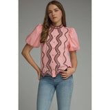 STYLE USA - Solid short puff sleeve top