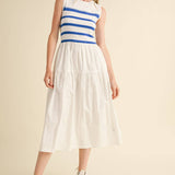 &MERCI - MIXED MEDIA STRIPED MIDI DRESS MDR3846