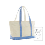 TRVL Design - Medium Tote - Coated Canvas Gingham Royal Trim