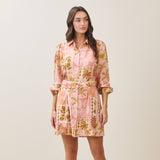 Able - AD2699 Tropical belted mini shirt dress