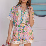 Strut & Bolt - Garden Party Crochet Trim Satin Shorts