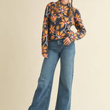 &MERCI - FLORAL MOCK NECK SWEATER MSW11101