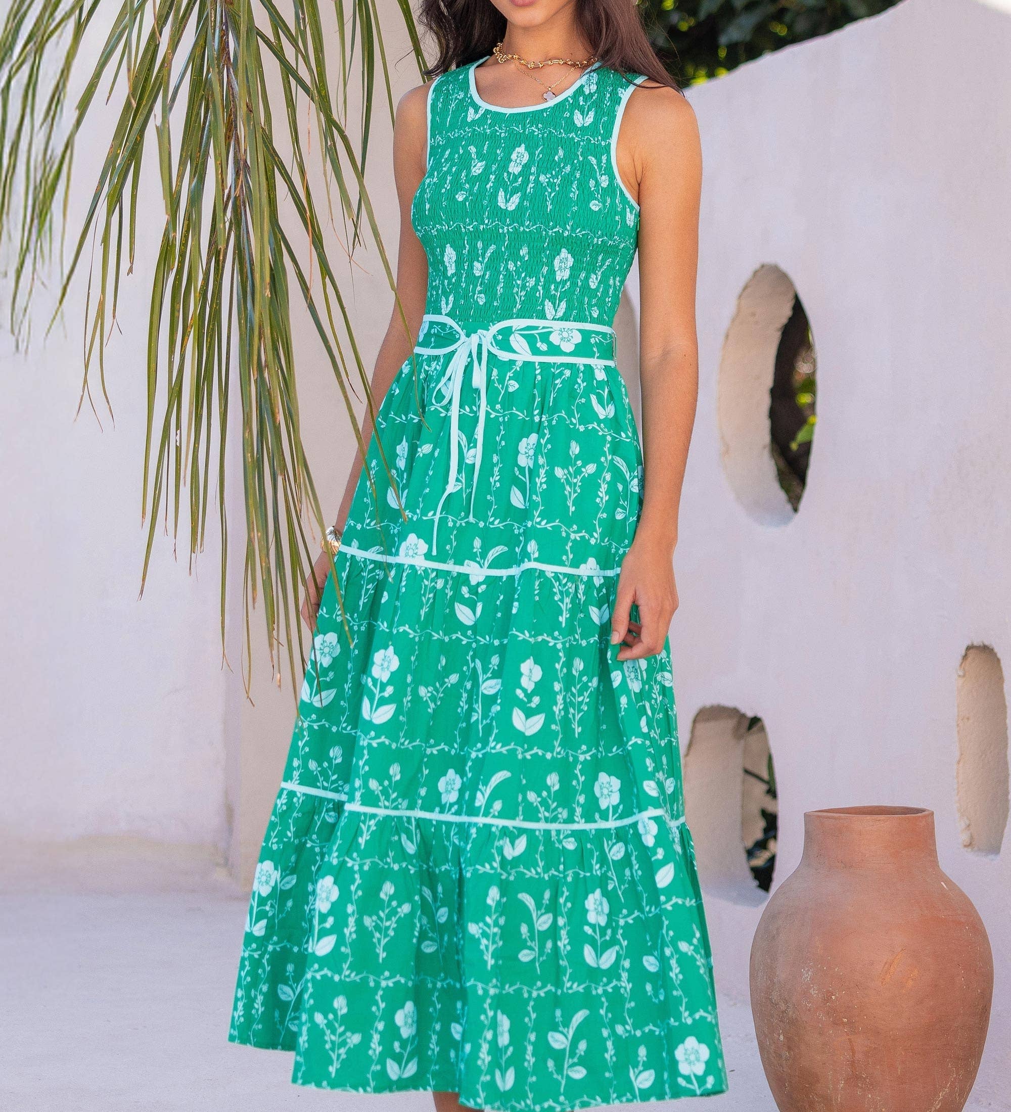 Strut & Bolt - Floral Print Smocked Midi Dress