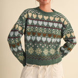 &MERCI - GEOMETRIC HEART DESIGN SWEATER PULLOVER MSW11478