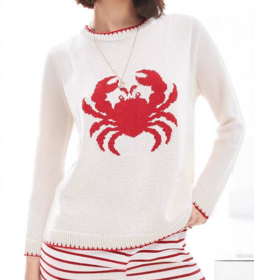 Rosa Clothing - Oceanic Lobster & Crab Jacquard knit sweater pullover