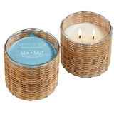 Hillhouse Naturals/Field+Fleur - Sea Salt 2 Wick Handwoven Candle 12oz Ctn.6