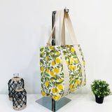 Anju Jewelry - Handcrafted Canvas Bag with Block-Printed Lemon Groves