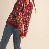 &MERCI - FLORAL KNIT COLLARED SWEATER CARDIGAN MSW11113