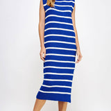 Strut & Bolt - Shoulder Pad Sleeveless Textured Striped Knit Dress