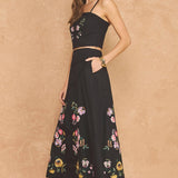 Strut & Bolt - Embroidered Floral Lace Detail Top Skirt Set
