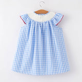 Rylee Faith Designs - 4th of july Flag Embroidery Smocking Girls Dress