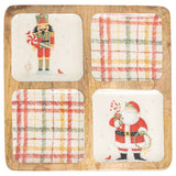 Boston International - Frosty Fun Mango Wood 4-Sectioned Tray Christmas