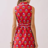 TCEC - CD06056-Floral Print Contrast Scalloped Trim Detail Dress