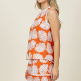 PINCH - SHELL PRINT SLEEVELESS TOP WITH WAVE DETAIL - 7190TA