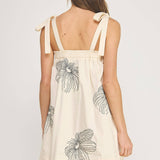 Strut & Bolt - Embroidered Tie Shoulder Sleeveless Mini Dress