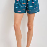 Baevely by Wellmade USA - FISH PRINT DRAWSTRING SHORTS