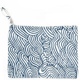 Anju Jewelry - Handcrafted Canvas Pouch with Block-Printed Blue waves