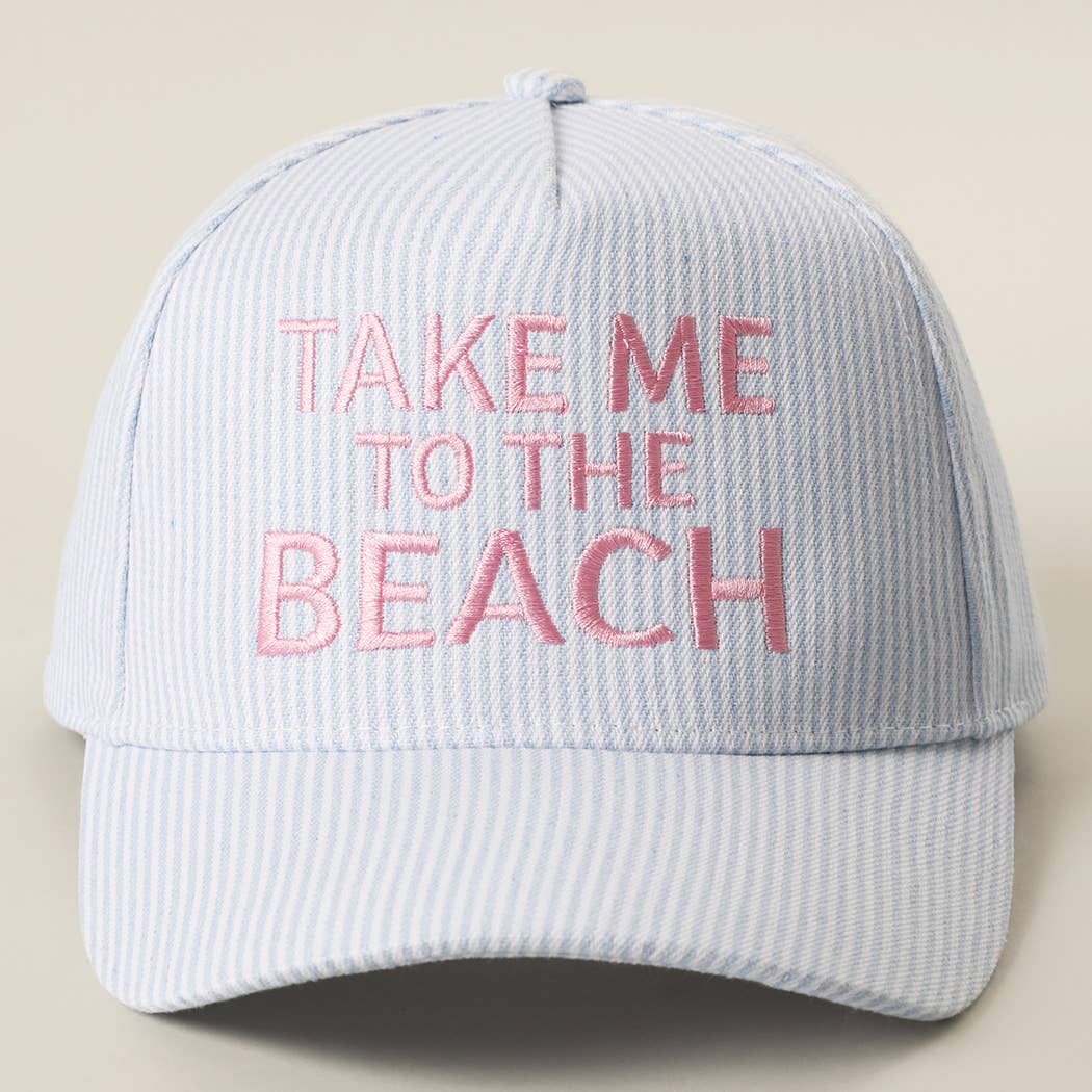 Fashion City - TAKE ME TO THE BEACH Embroidered Seersucker Trucker Hat