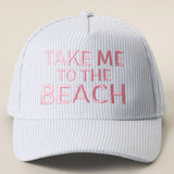 Fashion City - TAKE ME TO THE BEACH Embroidered Seersucker Trucker Hat