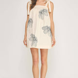 Strut & Bolt - Embroidered Tie Shoulder Sleeveless Mini Dress