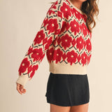 &MERCI - FUZZY TEXTURE FLORAL SWEATER MSW11198
