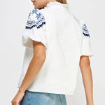 Strut & Bolt - Embroidered Puff Sleeve Top