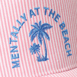 Fashion City - MENTALLY AT THE BEACH Embroidered Seersucker Trucker Hat