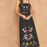 Strut & Bolt - Embroidered Floral Lace Detail Top Skirt Set