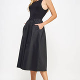 Strut & Bolt - Knit Contrast Poplin Long Dress