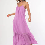 Lovestitch - Striped Scoop Neck Ruffle Hem Maxi Dress