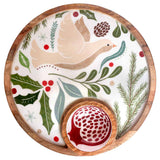 Boston International - Winter Berry Round Mango Wood Platter & Bowl Christmas