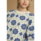 STYLE USA - Retro Floral Knit Sweater Top