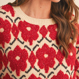 &MERCI - FUZZY TEXTURE FLORAL SWEATER MSW11198