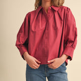 &MERCI - PUFF SLEEVE BUTTON DOWN TOP MTP5145