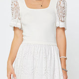 Current Air - Lace Embroidered A-line Midi Dress